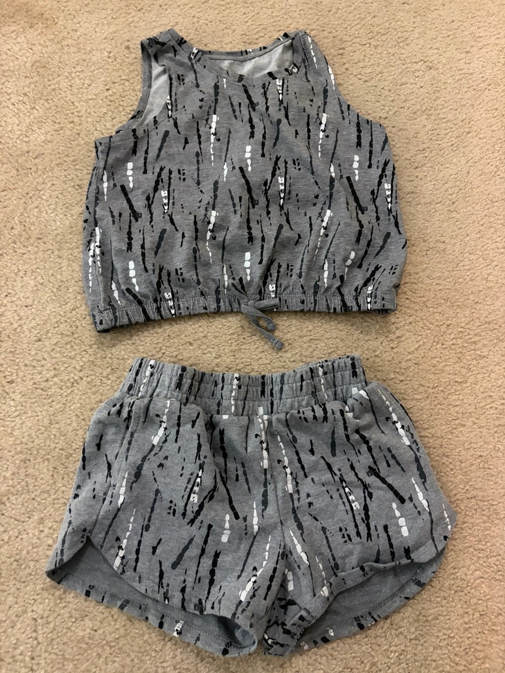 Girls' Bcg matching Grey Patterned Tank & Shorts Set